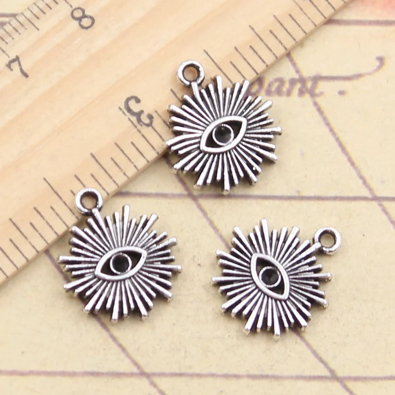 20pcs Charms Sun Eye Sunshine 17x15mm Tibetan Silver Color Pendants Antique Jewelry Making DIY Handmade Craft