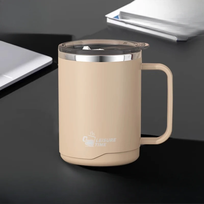 كوب من الفولاذ المقاوم للصدأ مع غطاء، كوب مكتب بسعة كبيرة، كوب قهوة عازل للأولاد، كوب شاي، أكواب للشرب #4