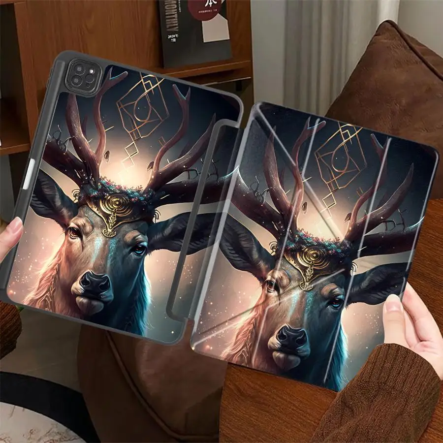

Holder Cover Tablet Case For iPad Air 4 5 M3 M2 M4 11inch Pro 2025 Mini 6 7 Pro 11th 10th 9th 8th 7th 12.9inch Creative Deer