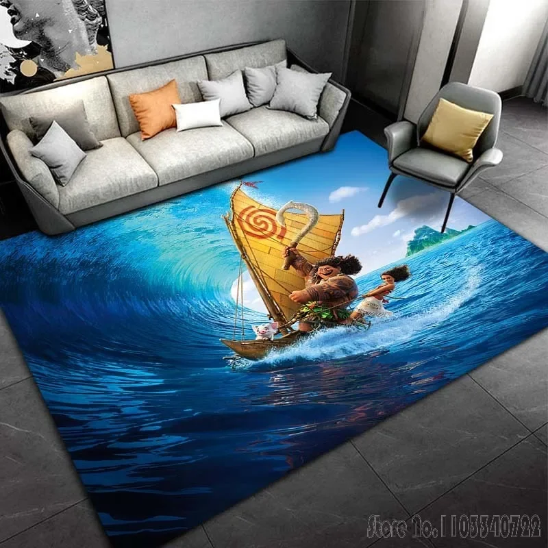 Cartoon Moana Maui Meeresgott Blauer Meerteppich Teppiche 80x120cm Dekor für Badezimmer Kinder Bodenmatte Wohnzimmer Kinderschlafzimmer