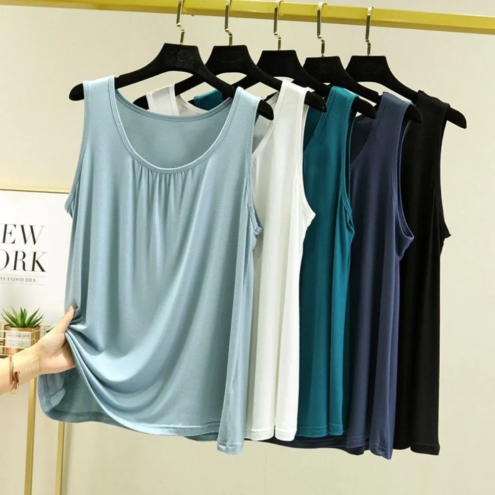 

Fashion Casual Loose Vest Round Neck Sleeveless Modal Tank Top Plus Size T-Shirt Summer