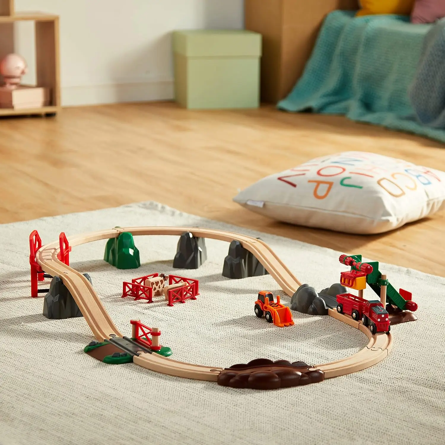33984 Animal Farm Set - Engaging Wooden Toy Train Set for Kids | Enhances Motor Skills | FSC-Certified Wood | Ideal for Ages 3 a