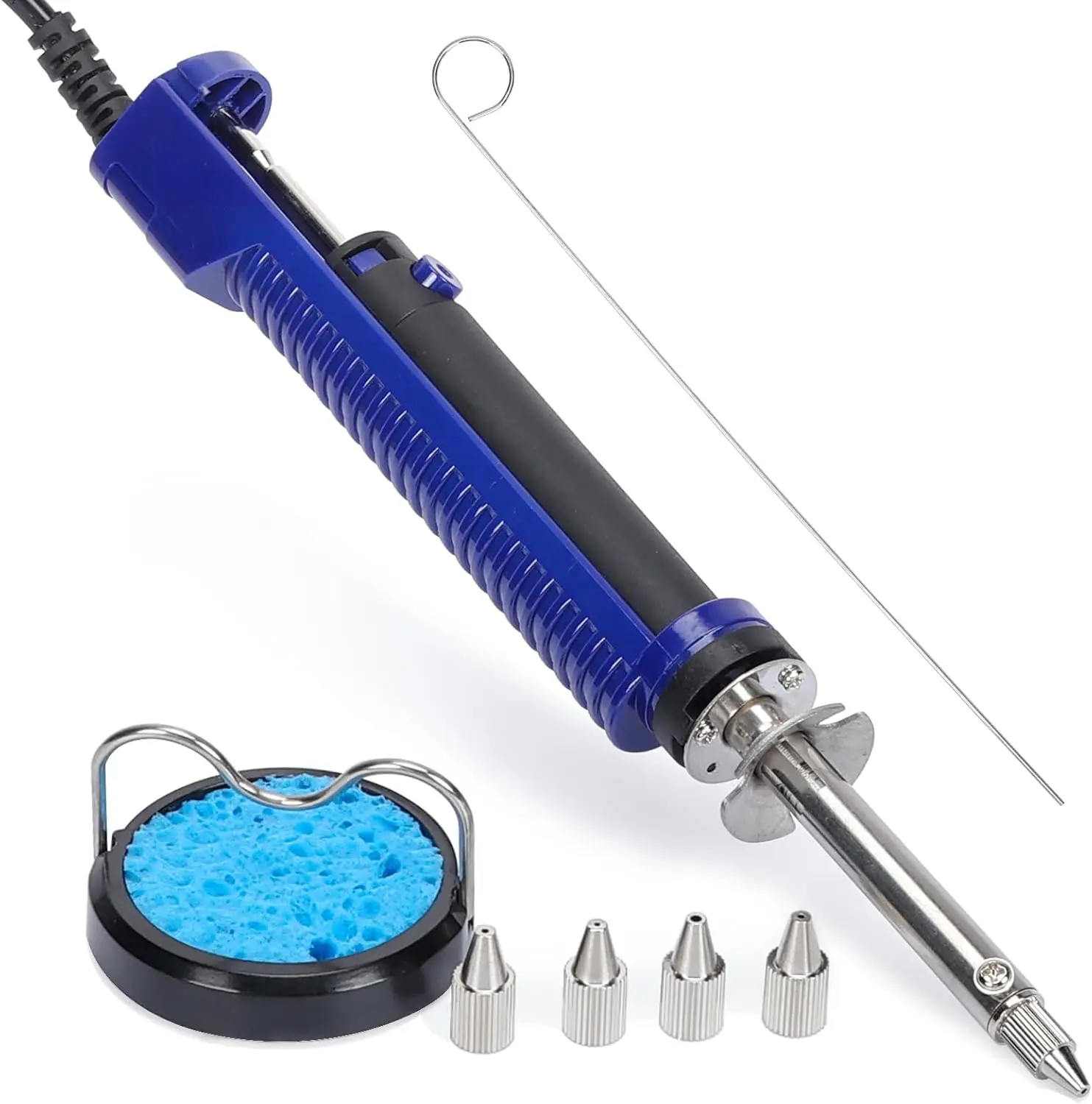 

2 in 1 Desoldering Iron with 5 Nozzles, Electric Solder Sucker Kit with Stand and Cleaning Pin for Through-Hole Components