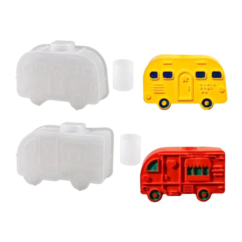 Molde para portavelas autobús fácil liberación, molde silicona multiusos para portavelas DIY y decoraciones yeso