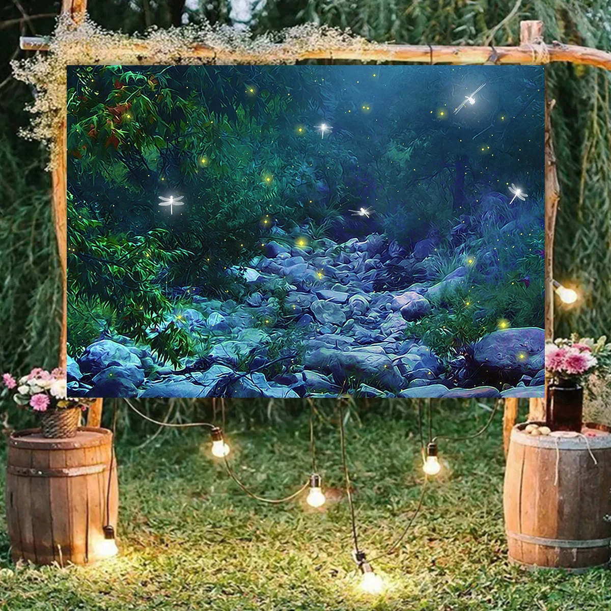 

Fantasy Nature Trees Magic Insects Happy Birthday Children Backdrop Photography Background Banner Poster Kids Party Decoration