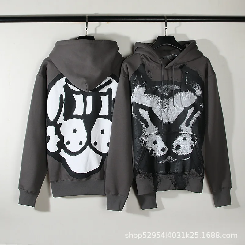 Top Quality Cartoon Dog Head Graffiti Hooded Couples Y2k Streetwear Men Harajuku Punk Men Clothing Anime Clothes Streetwear Men