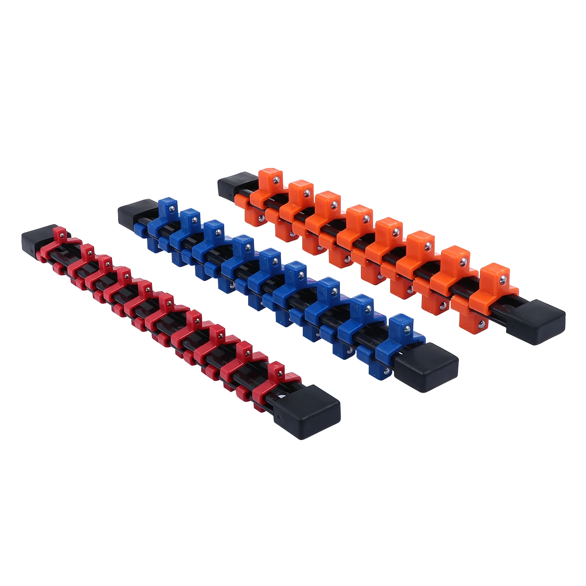 

3 Pcs Double Sided Socket ganizer Tray Durable Plastic Metal Portable Toolbox Multi Sleeve Adaptable Design Spring Ball Safe