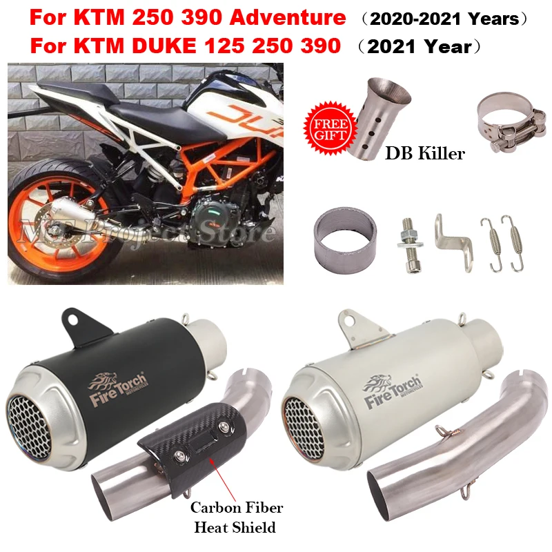 

For KTM DUKE 125 250 390 Adventure 2020 - 2022 Motorcycle Exhaust Escape System Modify Muffler With Middle Link Piipe And Cover