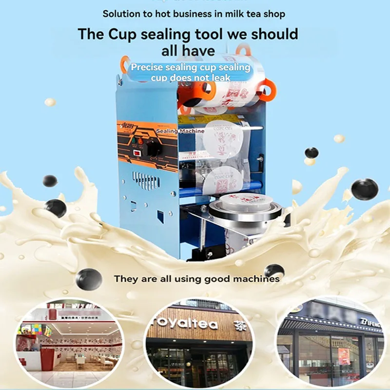 Automatic sealing machine milk tea shop soybean milk beverage cup sealing machine, paper and plastic universal seal 9/9.5CM - Image 3