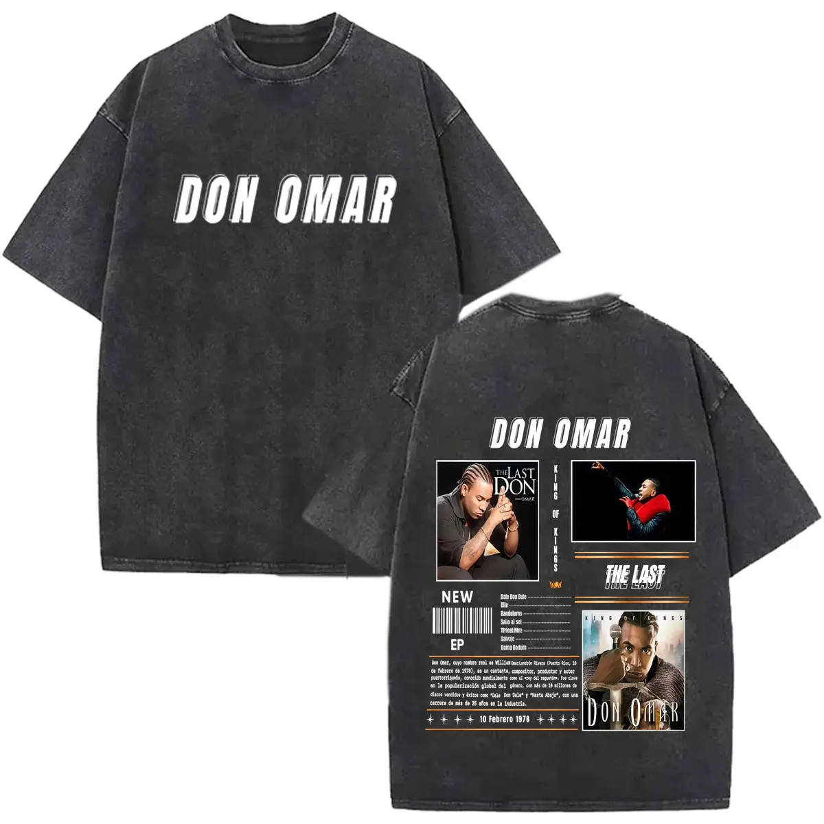 Camisetas Vintage Lavadas 2026 del Rapero Don Omar The Last King, Música Punk, Camisetas Clásicas para Hombre y Mujer, Camisetas Unisex de Alta Calidad y Cómodas