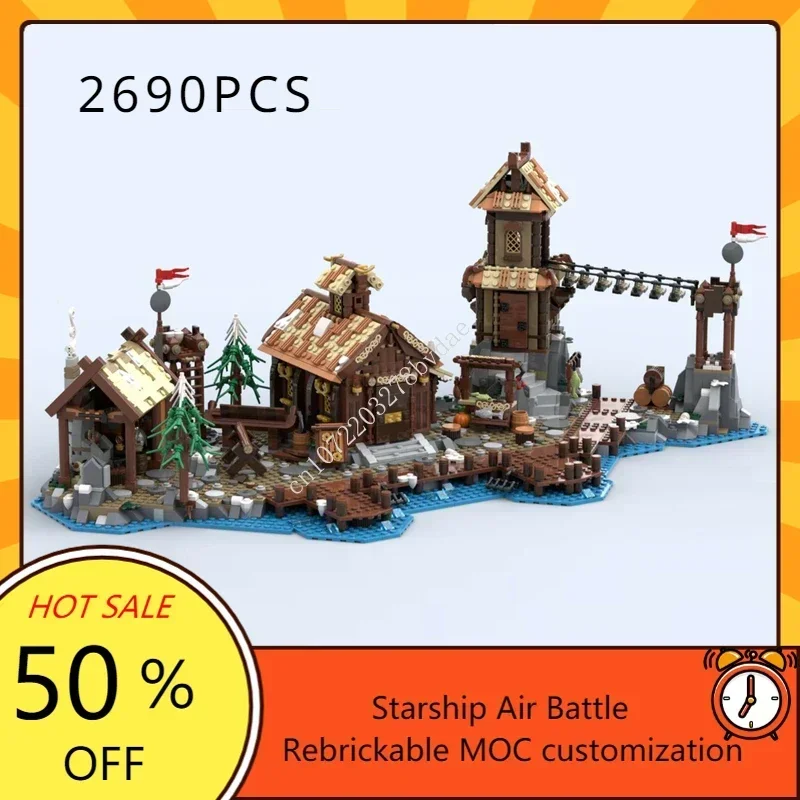 

Viking Village Modular MOC Creative street view MOC-21343 Model Building Blocks Architecture Education Assembly Model Toys Gifts