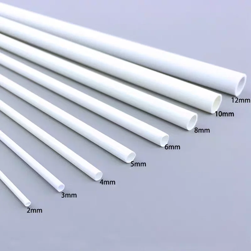 White ABS Round Plastic Pipe Water Tube Hollow Bracket Pipe OD /3/4/6/8/9/10/12/15mm X Length 500mm DIY Plastic Material