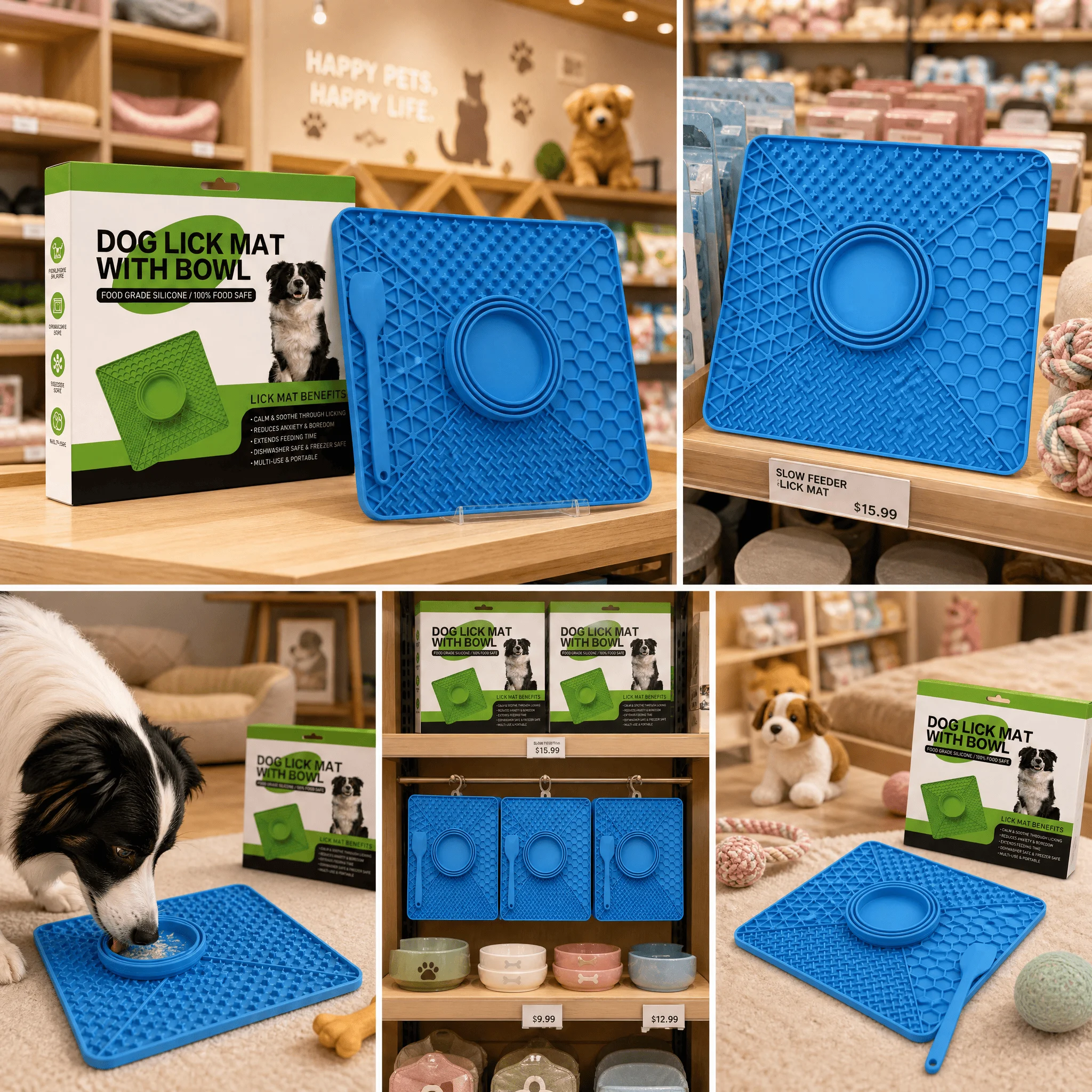 Alfombra Lamedora para Perros con Cuenco Plegable 2 en 1, Comedero Lento de Silicona Segura, Reduce Ansiedad y Aburrimiento, Extiende Tiempo de Alimentación, Antideslizante, Fácil de Limpiar