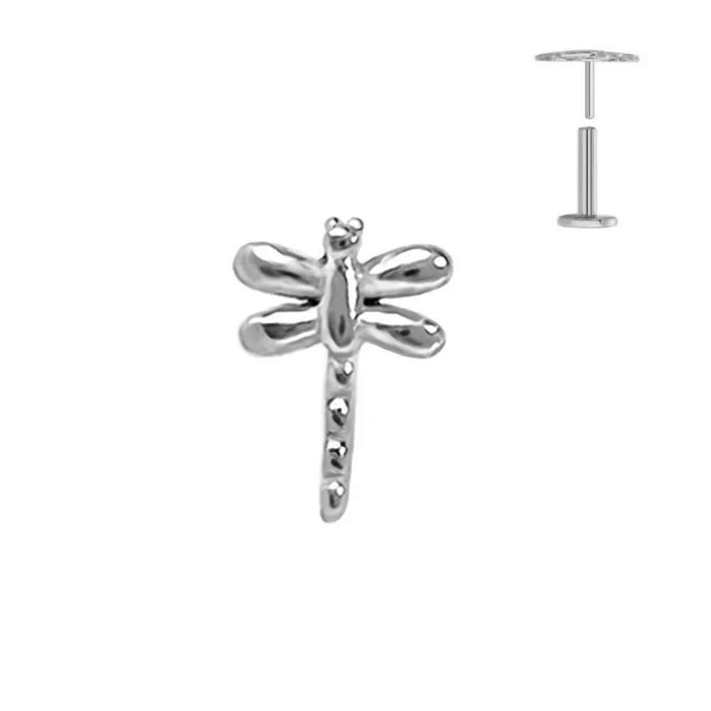 Peacock Dragonfly Titanium Earring Stud, Body Jewelry