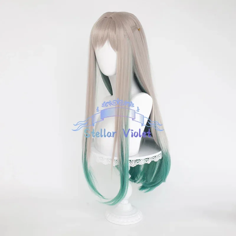 LQYashiro Nene Косплей Парик Термостойкий Аниме Ханако-кун Яширо Нене Косплей Синтетические Парики 80 СМ Серый Зеленый Парик