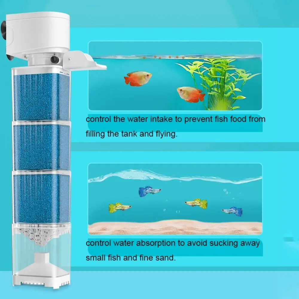 Mute Fish Tank Submersible Filter Removable Plastic Water Purification Built-in Filter Water Circulation Pump Oxygenation Pump