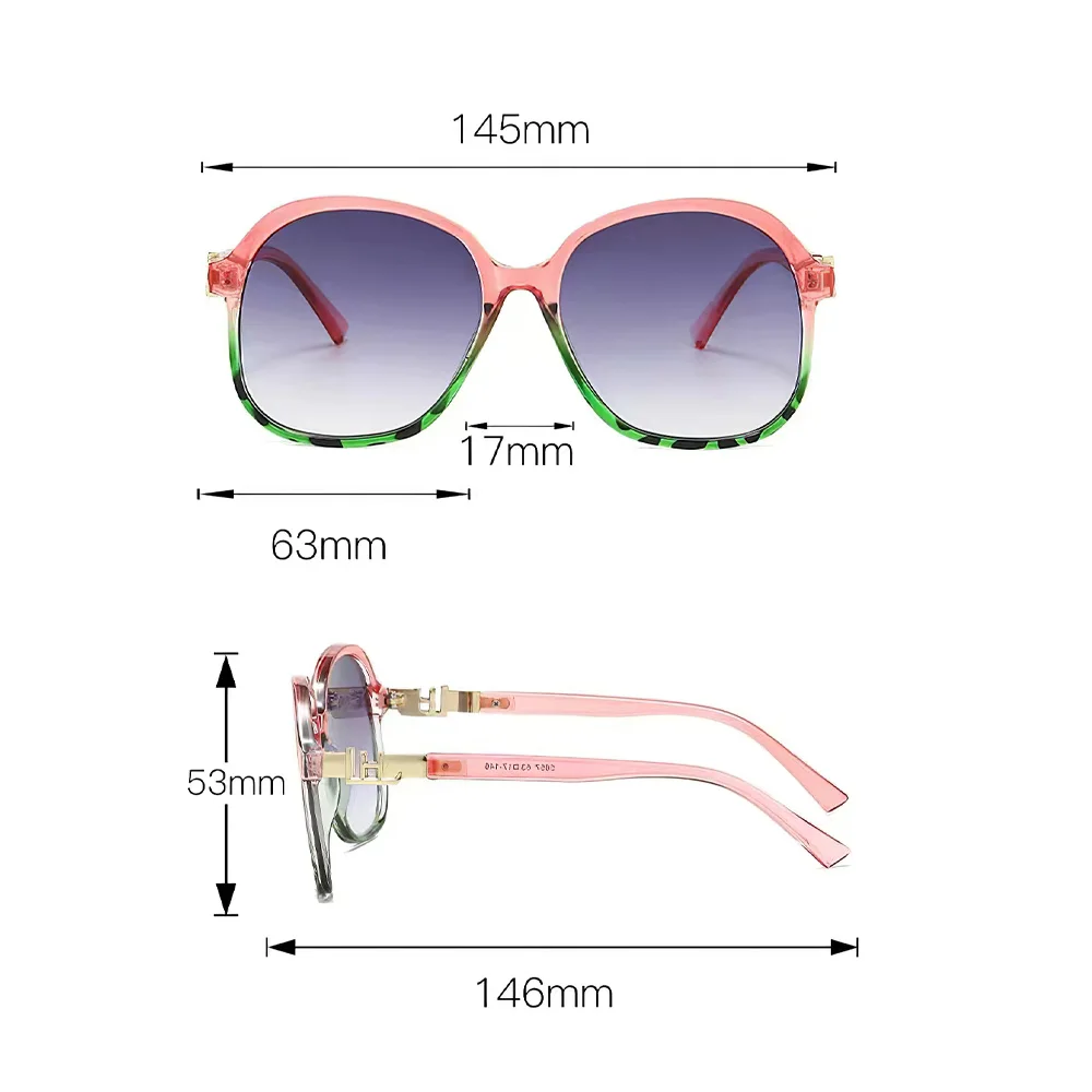 Fashion Sunglasses for Men Gradient Blue and Red Sunglasses Transparent Frame and Golden Border Decoration for Women Sunglasses