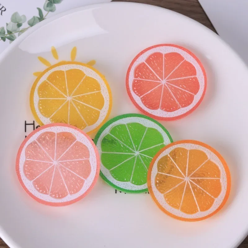 5PCS Mini Lemon Slice Resin Flatback Cabochons, DIY Supplies for Hairpin Scrapbooking Home Decor