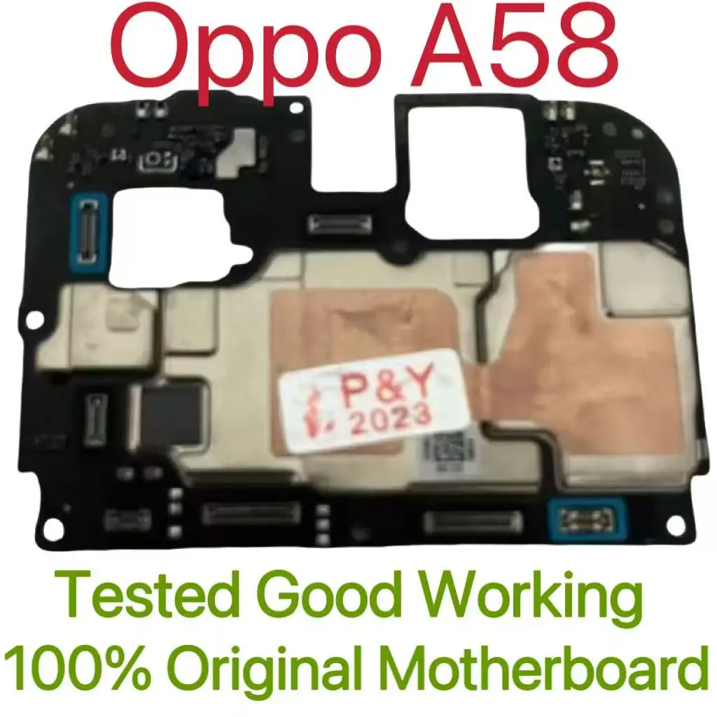 Placa base Original desbloqueada versión Global para Oppo A58, buen trabajo, placa de circuito completamente probada, placa lógica principal para Oppo A58