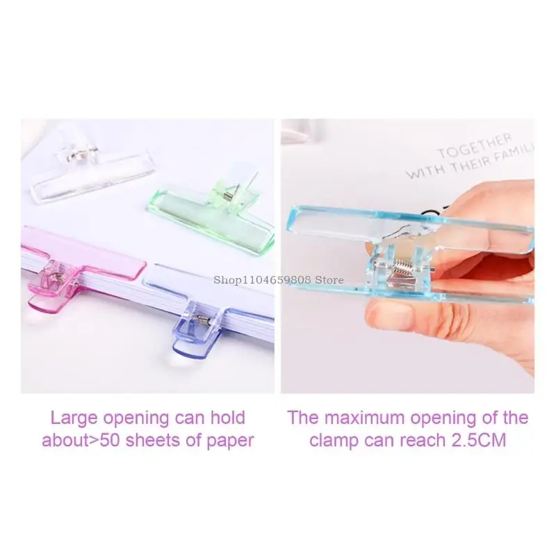 10Pcs Clear Acrylic Paper Clip Paper Clamp for Food Bag Photo Drawing Board