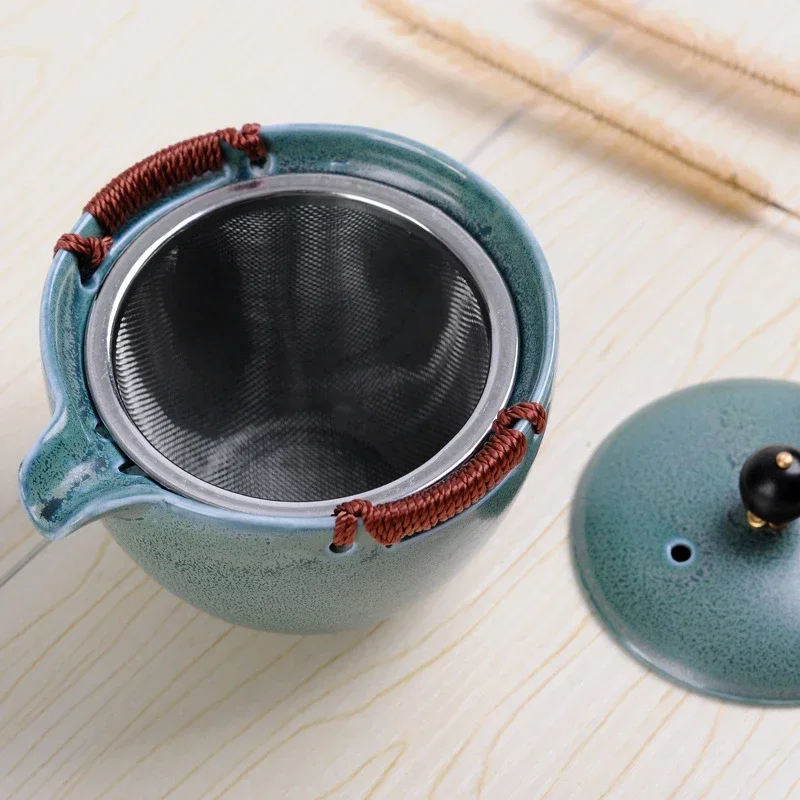 Creative 1 Pot 2 Cups Porcelain Teapot With Stainless Steel Infuser Portable Personal Travel Ceramic Kettle Chinese Tea Pot Set