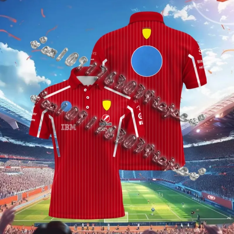 

2025 new F1 racing suit T-shirt Scuderia F1 Hamilton team Charles Leclerc fan T-shirt Polo shirt men's sports casual moto shirt