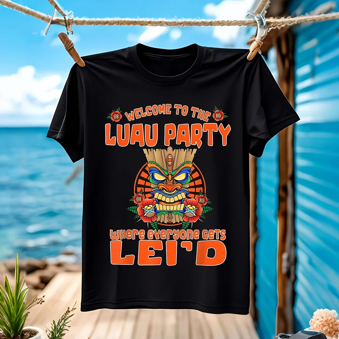 

Забавная мужская футболка Tiki Everyone Gets Leid, 100% хлопок, повседневная, дышащая, удобная, для занятий спортом, широкий размер, нейтральный цвет c