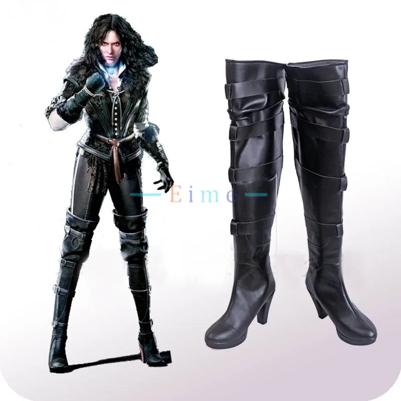 

Hunter Yennefer Cosplay Shoes Movie Cosplay Prop Black Overknee Boots for Witch Halloween Carnival Boots Custom Made