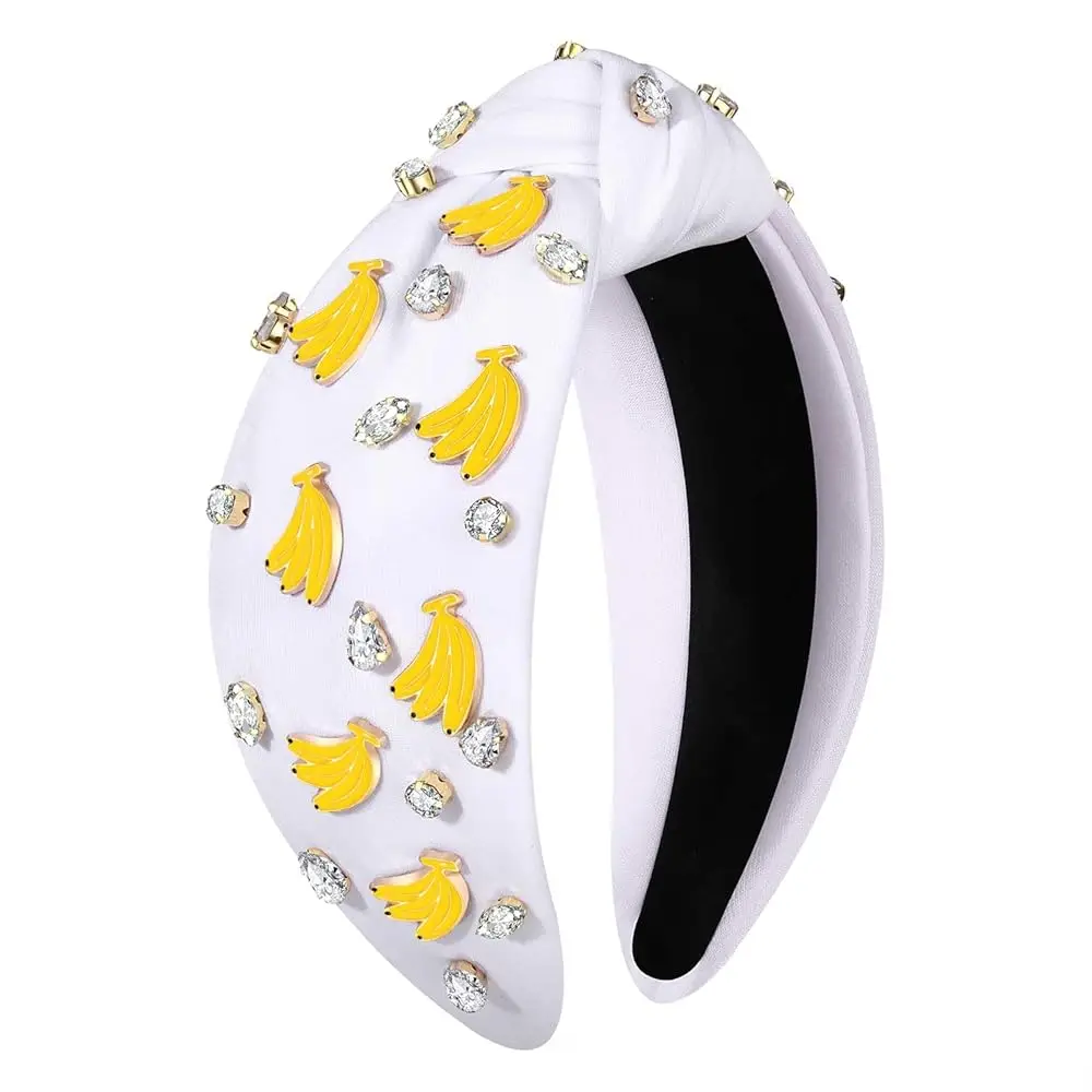 

Free Shipping Banana Headbands for Women Summer Headbands Jeweled Rhinestone Knotted Hairbands Summer Beach Outfits Hair Accesso