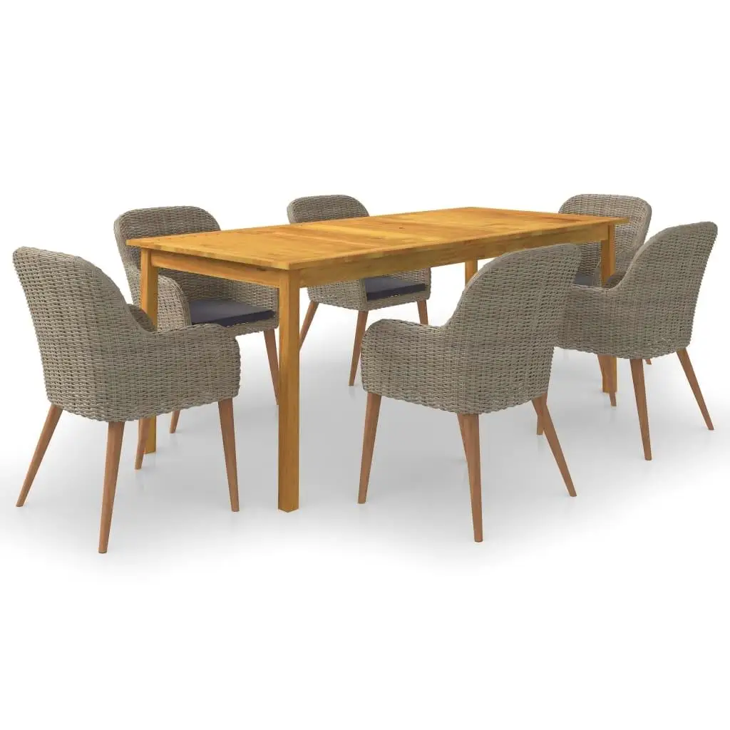 

Acacia Wood Dining Set Solid Brown Sturdy Large Table Chairs