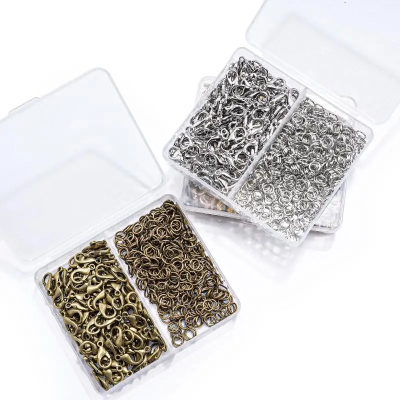 500 Stück/Box Schmuckherstellungsset, Karabinerverschlüsse & Biegeringe mit Box für DIY-Ketten, Halsketten, Armbänder, Fußkettchen, Zubehör, Verbindungsstücke – Detail 7
