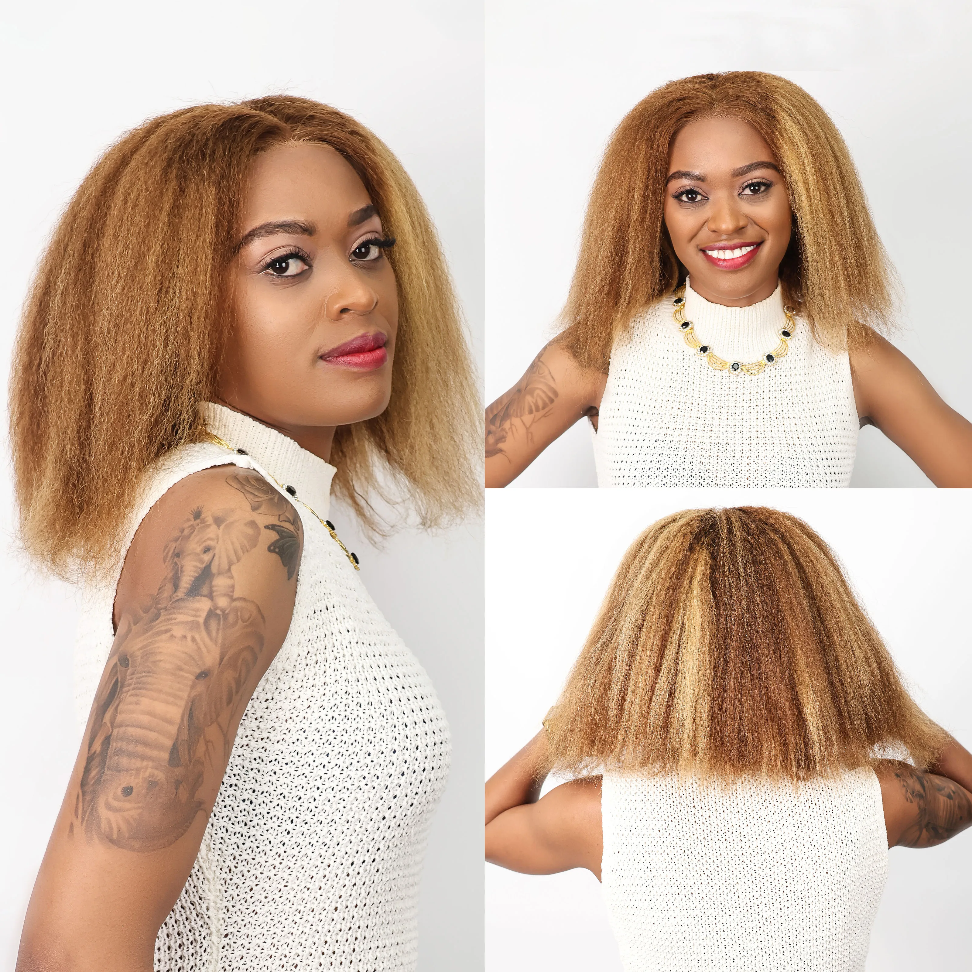 4/27 ハイライト ショートボブウィッグ ペルー産 13x4 レースフロント 人毛ウィッグ ブラウンブロンド ピアノカラー 焼きボブウィッグ 密度200 セール中