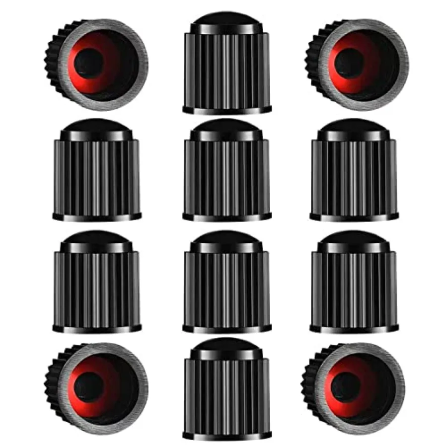 

The Upgraded Version has a Sealing Ring Tire Valve Stem Caps 12pcs Black
