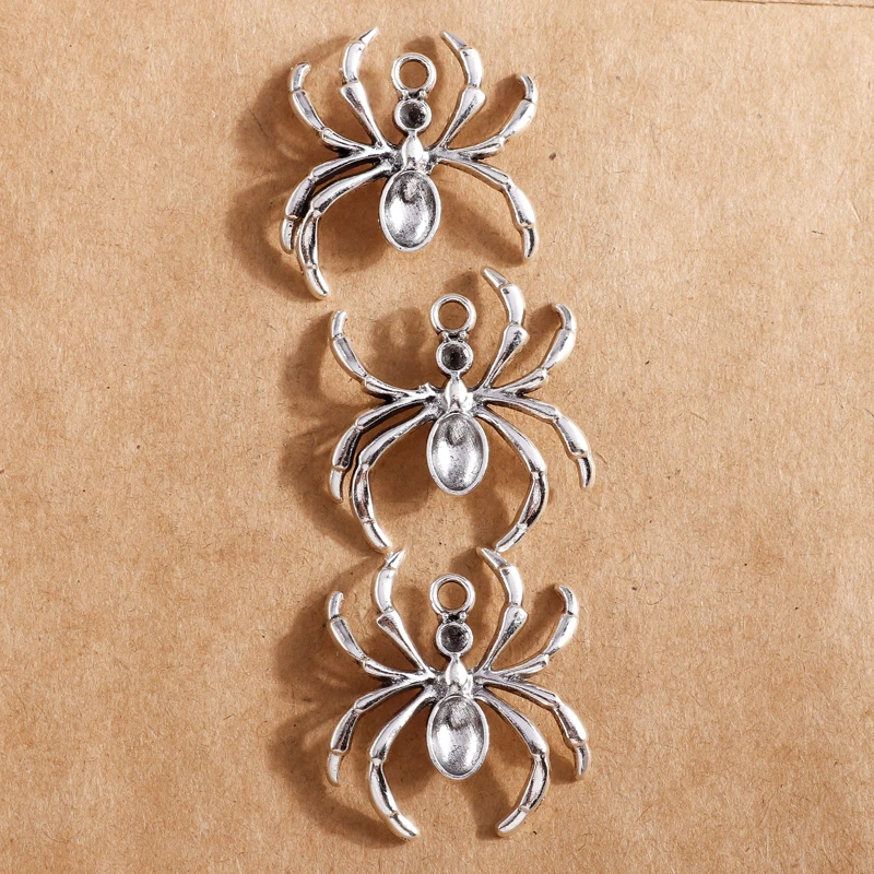 10pcs Retro Silver Color Alloy Cute Spider Charms Pendants for Jewelry Making DIY Earrings Necklaces Handmade Keychains Gifts