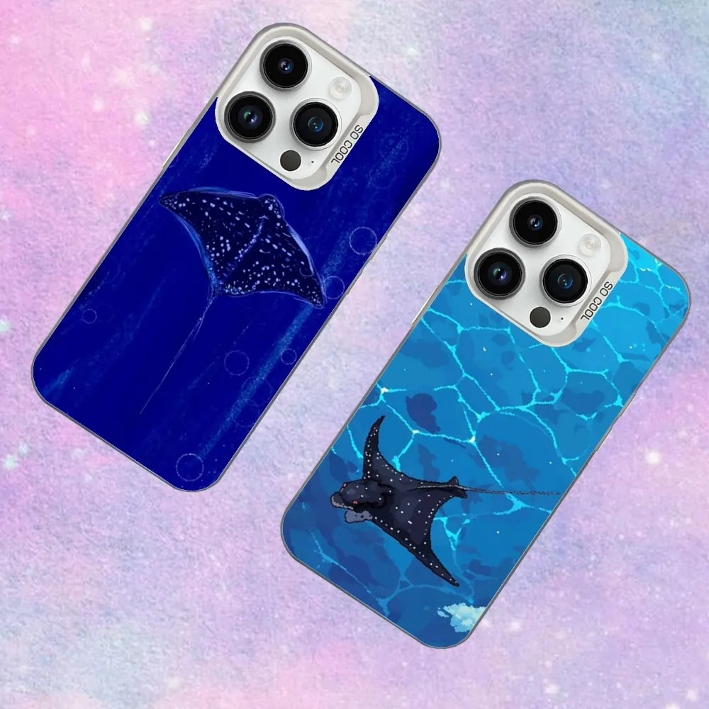 

Ocean Sea Animal Manta Ray Phone Case For iPhone 16,15,14,13,12,11,Mini,Pro,SE,MAX White Matte Shockproof Cover