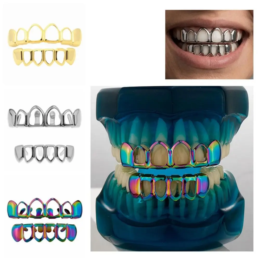

2Pcs/Set Hip Hop Dental Grills Glossy Simple Charm Teeth Grillz Classic Trendy Hollow Teeth Grillz Braces Party Cosplay