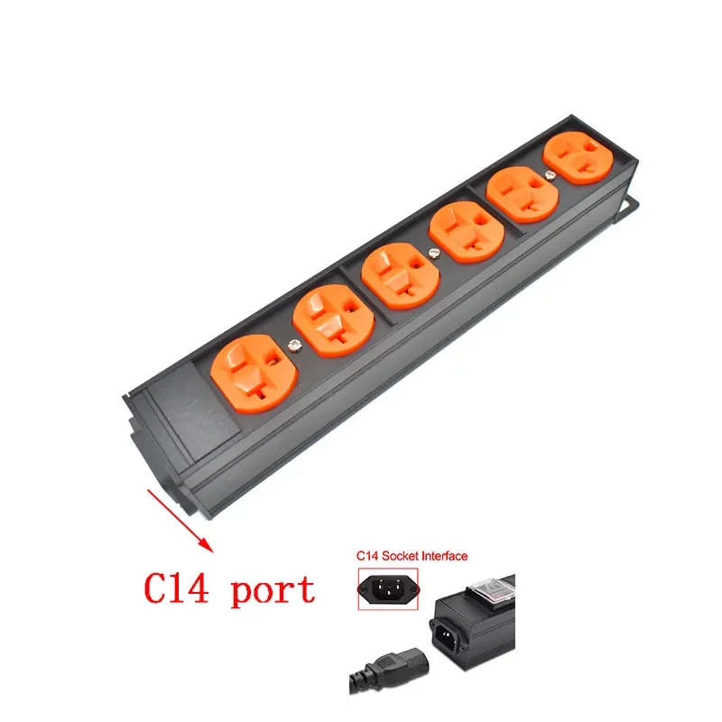 C14 port high-end American power board 2/4/6/8/10/12 socket high fidelity power supply pure red copper power socket 16A wireless