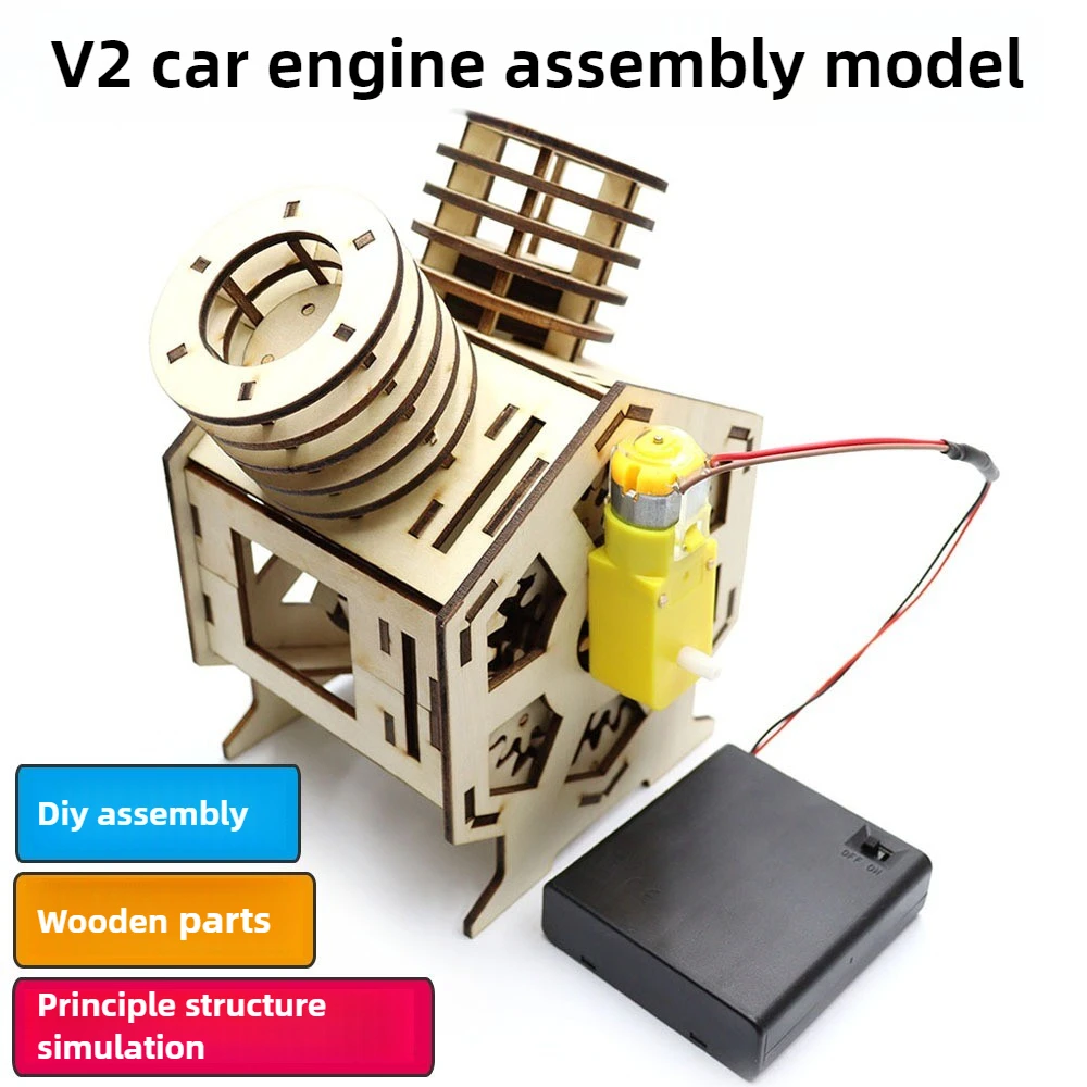 

V2 Engine Assembly Model V shaped Twin Cylinder Engine DIY Mechanical Structure Simulation Teaching Toy Engine Model