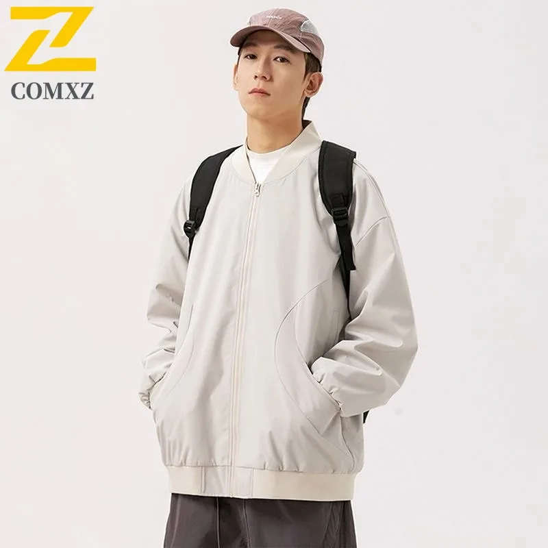 

COMXZ 2025 весенне-осеннее пальто унисекс, модная универсальная бейсбольная куртка, облегающая повседневная брендовая куртка, легкий уличный стиль