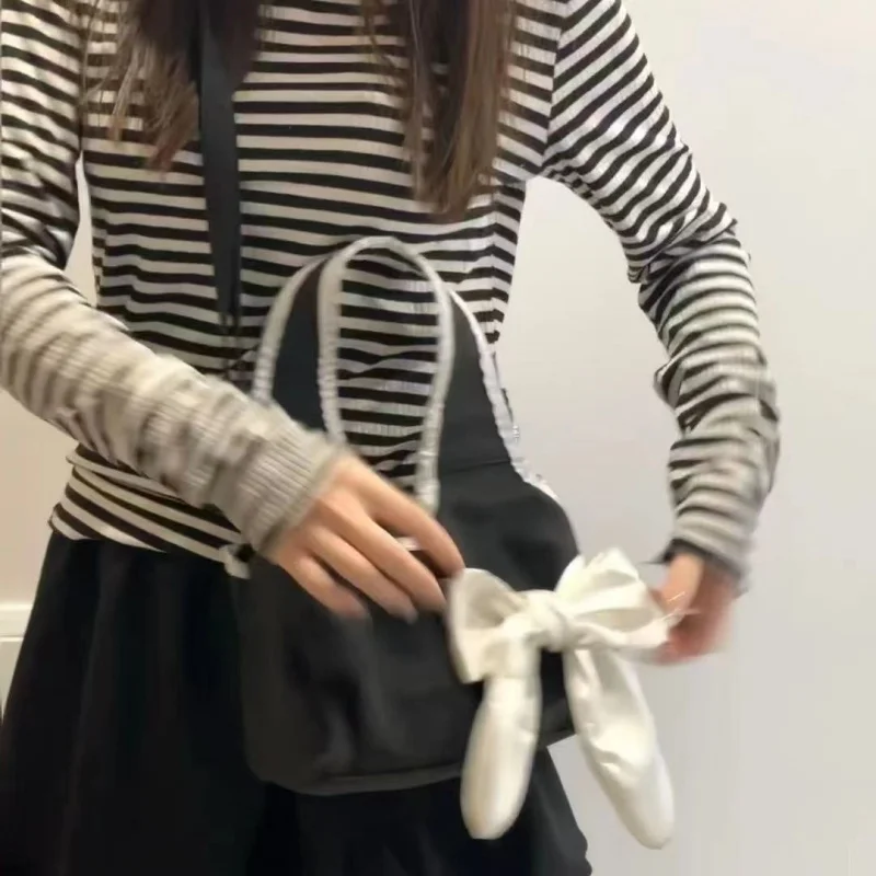 2024 New Sweet Bowknot  Underarm Bag  Y2k Aesthetic Fashion Tote Bags Women All Match Casual Shoulder Handbags