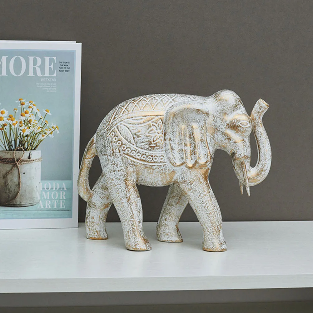 

Elephant naments Wooden Decor Small Desktop Sculpture Home Office Gift Novelty Animal Adornment Tabletop Accessory