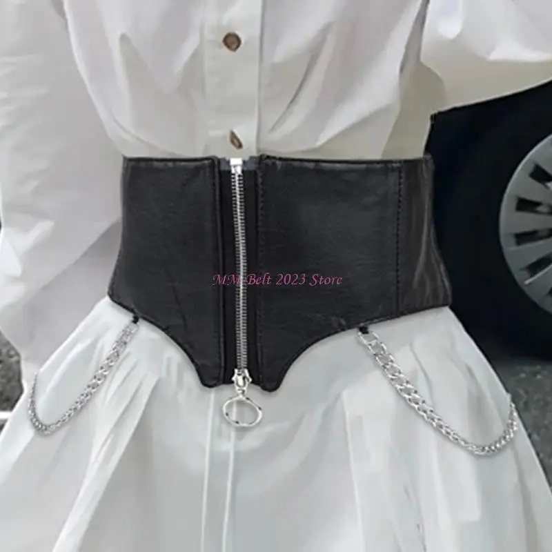 49me 우아한 허리 Cincher 넓은 가죽 벨트 여성 여성을위한 세련된 바디 Shapewear 곡선 향상 곡선