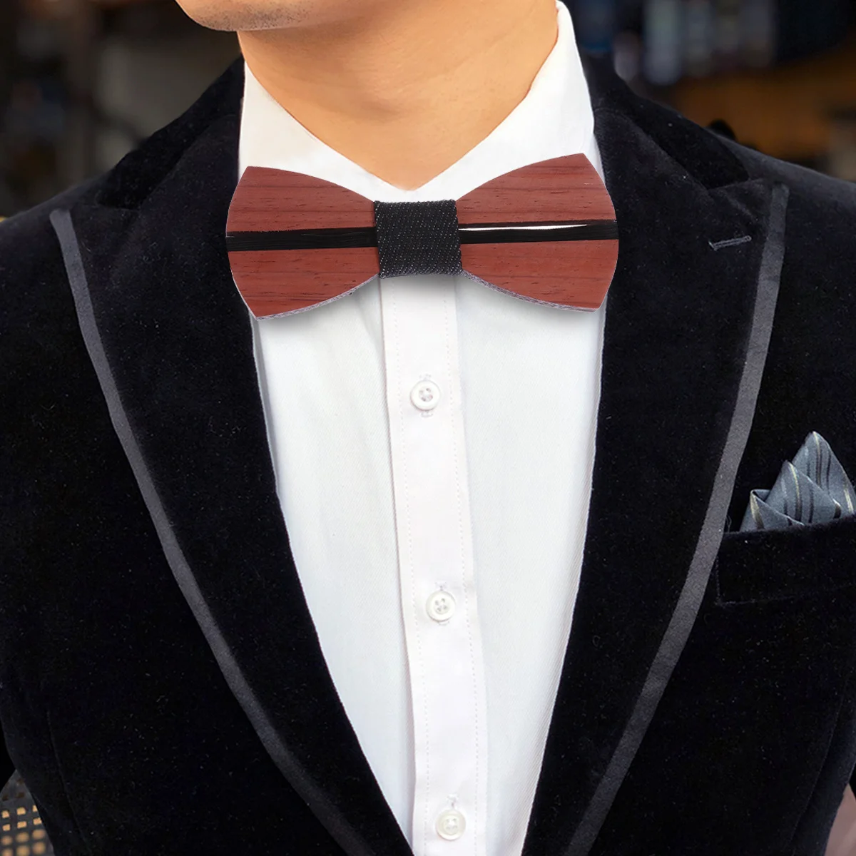 

Men'S Wooden Bow Tie Premium Handmade Adjustable One Size Fits All Wedding Party Banquet Gift Bowtie For Man Wooden Men'S Bow