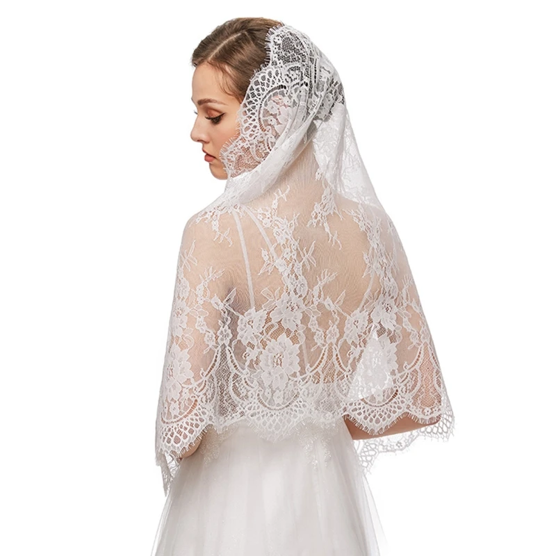 Lace Mantilla Veil Soft & Comfortable Exquisite Floral Design for Head Covering for Women Girls Catholic Church Veils