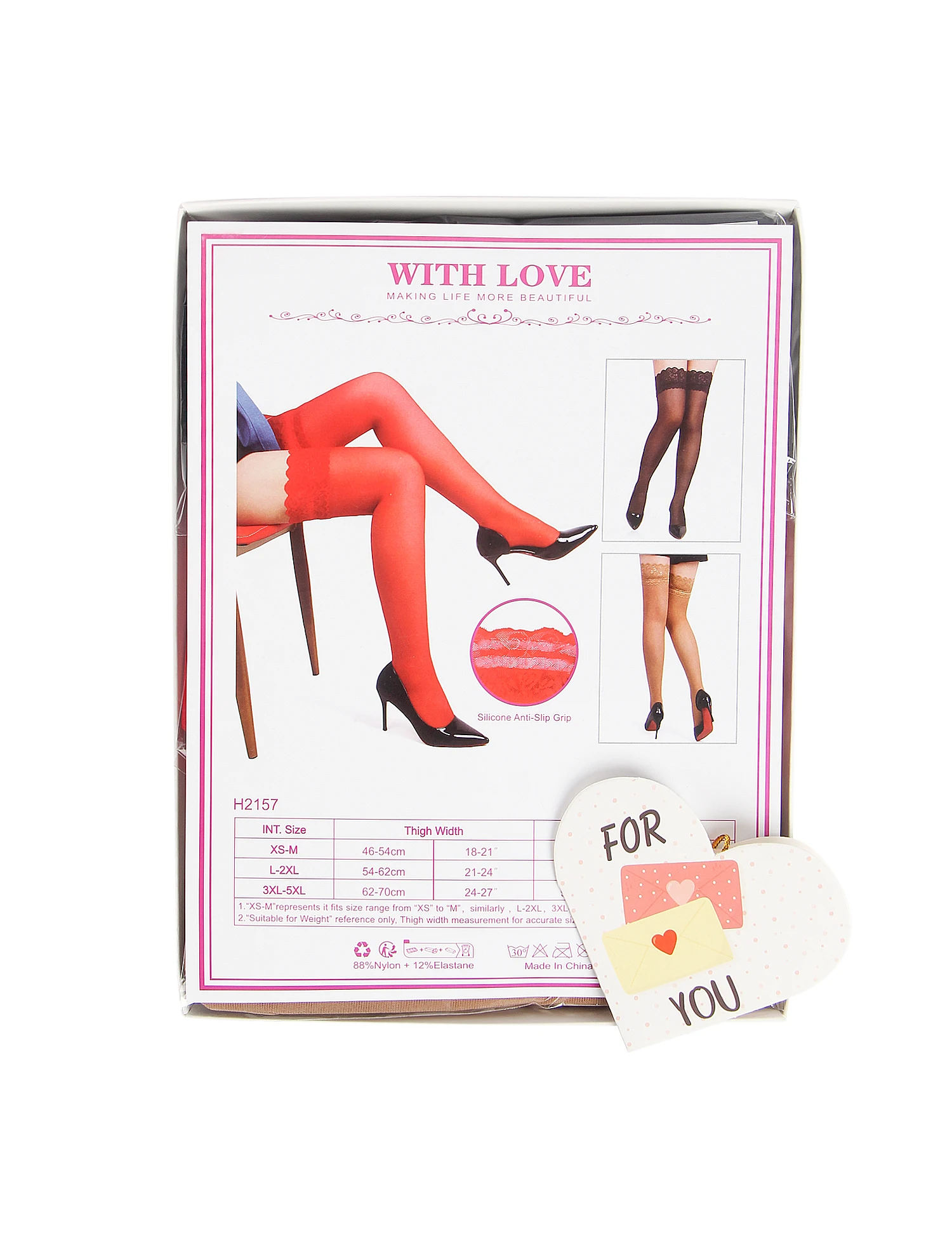 Gift Box + 3 Pairs Set Stockings 5xl 3xl Sexy Lace Double Silicone Long Stockings High Elastic Plus Size Women Stocking Lingerie