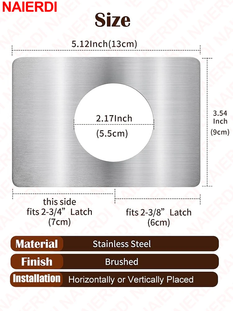 NAIERDI 1/2/4/8 PCS Door Reinforcement Plate,Stainless Steel Door Lock Repair kit,Door Handle Hole Reinforcer Door Hardware