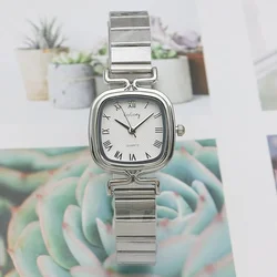 Famous Brand Stainless Steel Quartz Watch Square Fashion Bamboo Knot Strap Versatile Women's Watch Luxury Gift Ladies Wristwatch