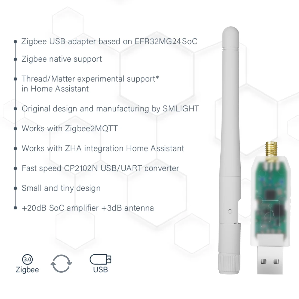 SMLIGHT Zigbee 3.0 SLZB-07MG24 Smallest Thread/Matter Zigbee2MQTT USB Adapter Support Works With Zigbee2MQTT,Home Assistant,ZHA