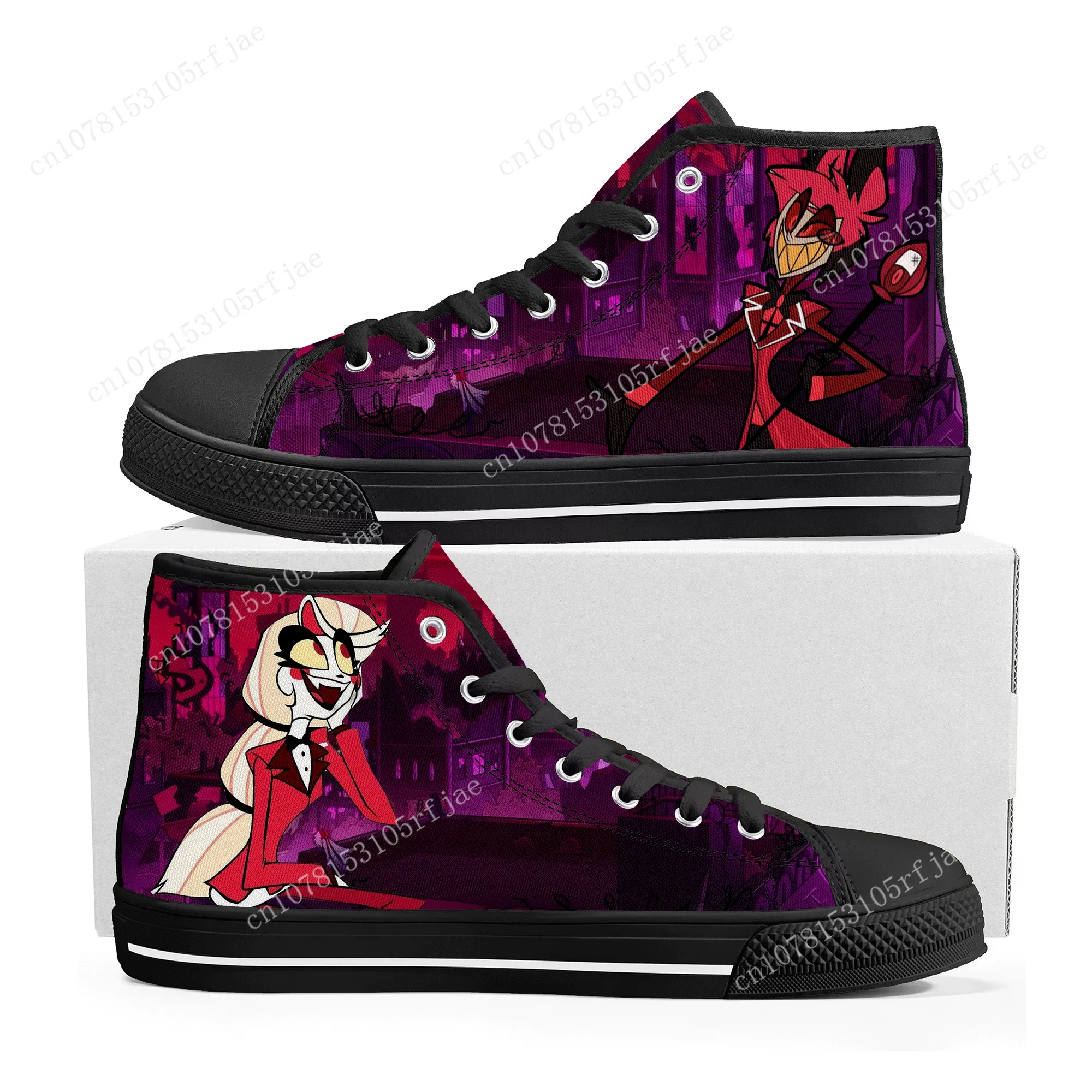 Cartoon H-Hazbin Hotel High Top High Quality Sneakers Mens Womens Teenager Canvas Sneaker Custom Made Shoe Casual Couple Shoes