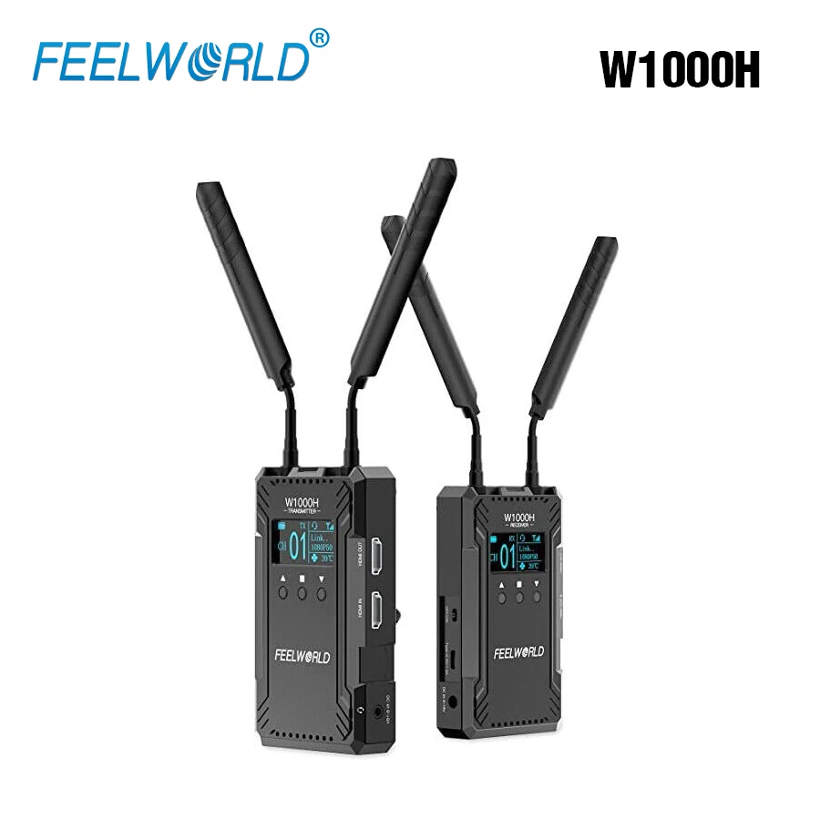 

FEELWORLD W1000H 1000 Foot Dual 1080P HDMI Wireless Transmission SyStem Receiver Full Duplex Intercom Live Streaming OLED Screen